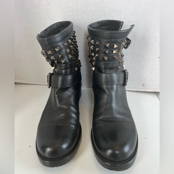 Valentino Garavani rockstud moto engineer ankle boots black stud - Picture 2 of 14